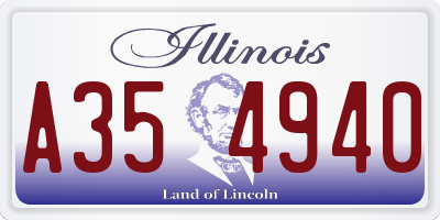 IL license plate A354940