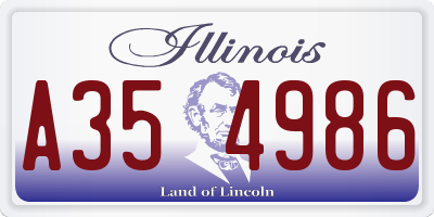 IL license plate A354986