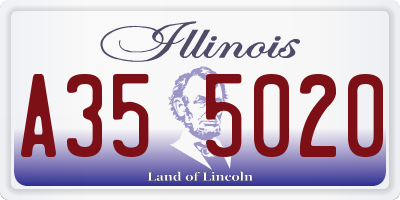 IL license plate A355020