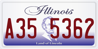 IL license plate A355362