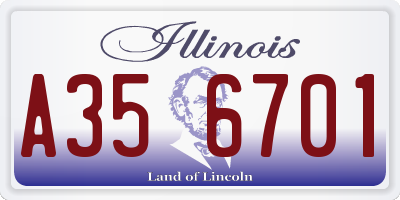 IL license plate A356701