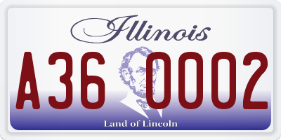 IL license plate A360002