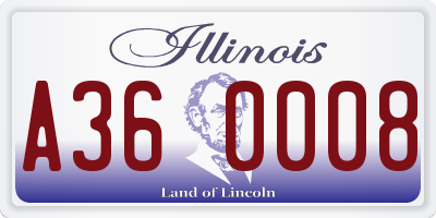 IL license plate A360008