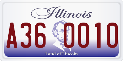 IL license plate A360010