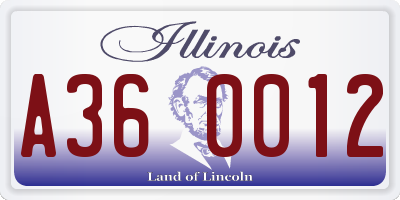 IL license plate A360012