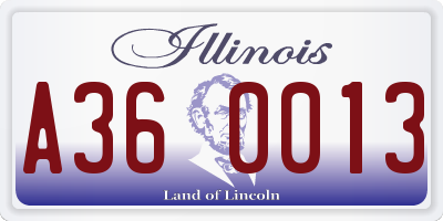IL license plate A360013