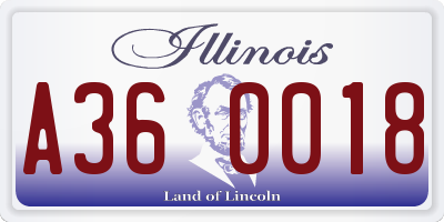 IL license plate A360018