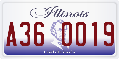 IL license plate A360019