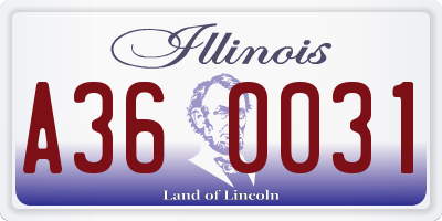IL license plate A360031
