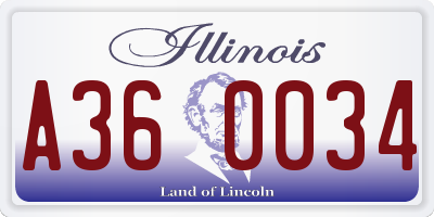 IL license plate A360034