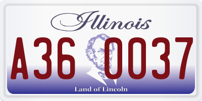 IL license plate A360037