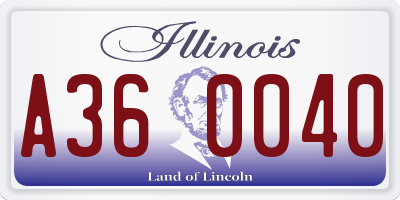 IL license plate A360040