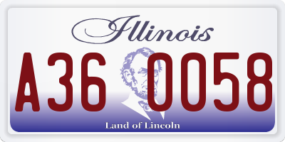 IL license plate A360058