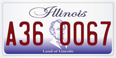 IL license plate A360067