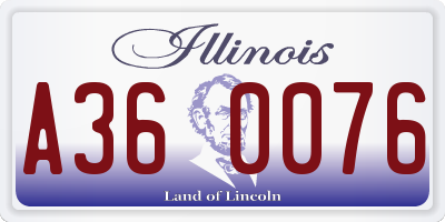 IL license plate A360076