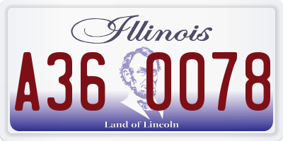 IL license plate A360078
