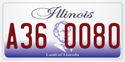 IL license plate A360080