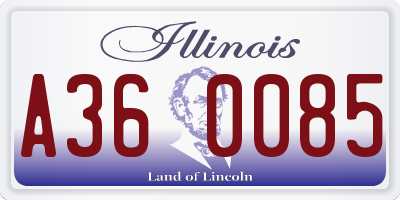 IL license plate A360085