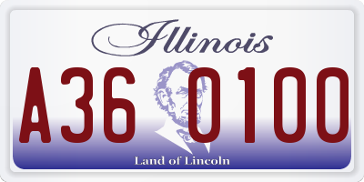 IL license plate A360100