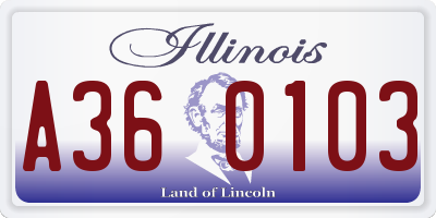 IL license plate A360103