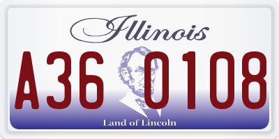 IL license plate A360108