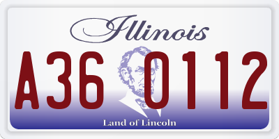 IL license plate A360112