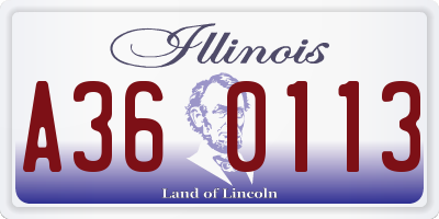 IL license plate A360113