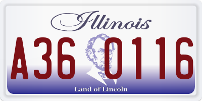 IL license plate A360116