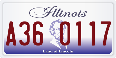 IL license plate A360117
