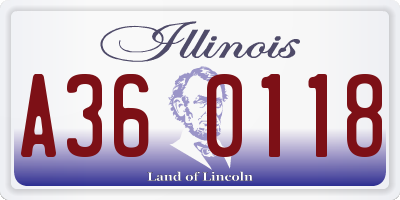 IL license plate A360118