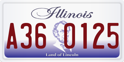 IL license plate A360125