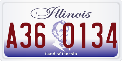 IL license plate A360134
