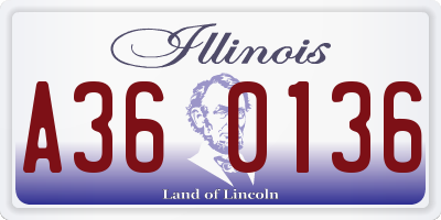 IL license plate A360136