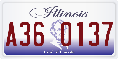 IL license plate A360137