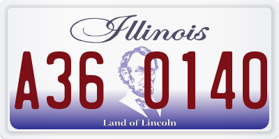 IL license plate A360140