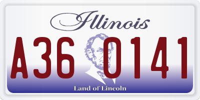 IL license plate A360141