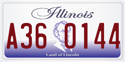 IL license plate A360144