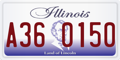 IL license plate A360150