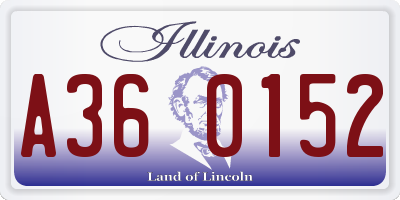 IL license plate A360152