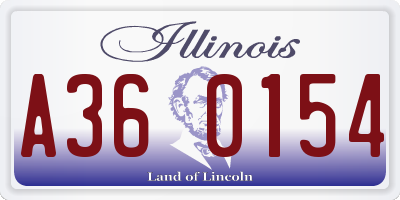 IL license plate A360154