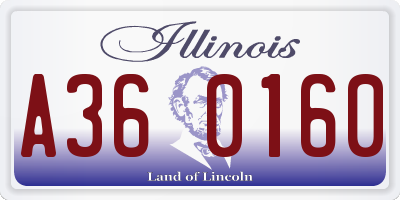 IL license plate A360160