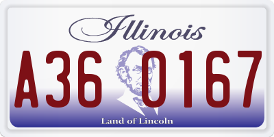 IL license plate A360167