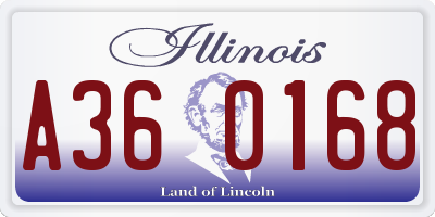 IL license plate A360168