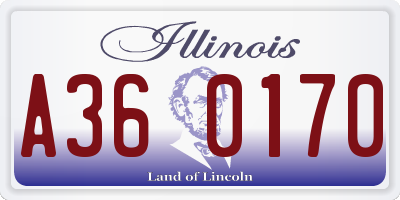 IL license plate A360170