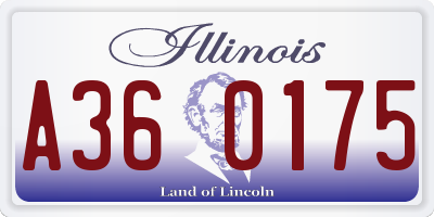 IL license plate A360175