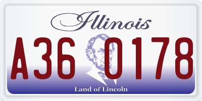 IL license plate A360178