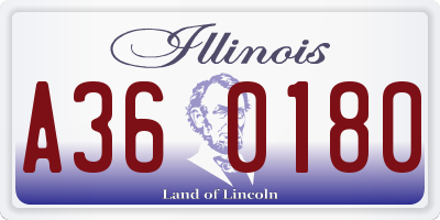 IL license plate A360180