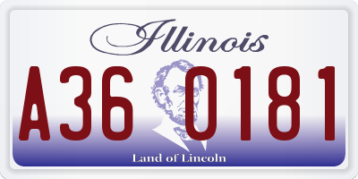 IL license plate A360181