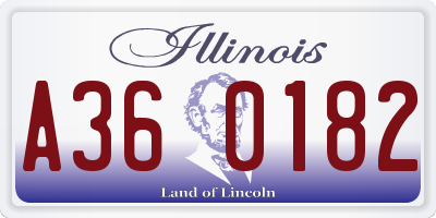 IL license plate A360182