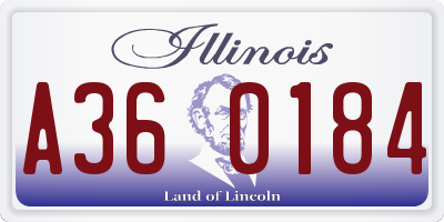 IL license plate A360184